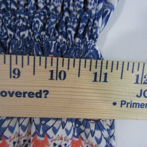 Women's Boho Printed Maxi Dress XL Blue Casual Maximalist Tribal Geometric - Picture 8 of 10